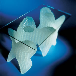 love desk 1 -  recycled acrylic and sand blasted glass