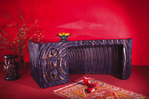 midnight blue water ripple scimitar desk